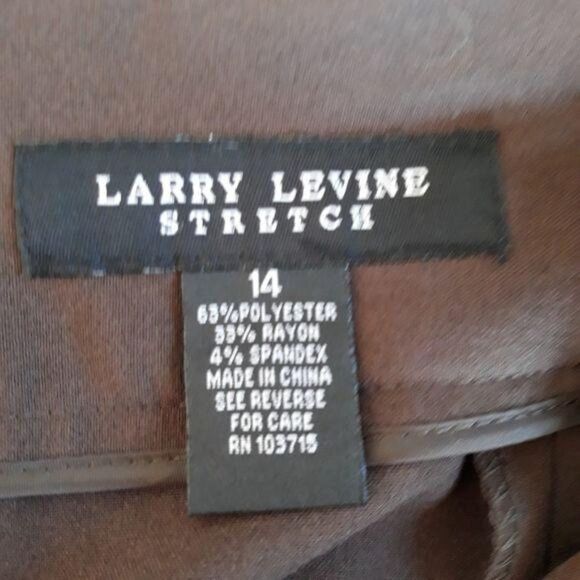 Larry Levine Skirt Stretch Mock Wrap Pockets Brown - Picture 3 of 7